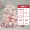 Christmas Decorations 45cm Tree Mini Cherry Blossom Pink Feather LED Light Deluxe For Year Xmas Gift Home Office El Decoration