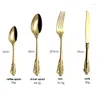 Dinnerware Sets Tablewellware Gold Cutlery Set Stainless Steel Golden Vintage Tableware Fork Spoon Knife Royal 2023