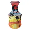 Men's Tank Tops Palm Tree Sunset Printed Men's Vest Beach Sleeveless Tee Summer Casual Fitness Hawaii Shirt Bodybuilding Gym Clothing