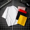 T-shirt da uomo in vendita per confezione da 3- Casual tinta unita in cotone da uomo bianco viola manica corta 2023 estate oversize streetwear magliette BD129