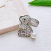 Perle strass lapin broches pour femmes à la mode Vintage broche épinglettes dessin animé Animal broche lapin bijoux cadeau pour fille