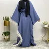 Abbigliamento etnico Dubai Moda Abaya Arabo Turchia Islam Piume musulmane Maxi abito Abiti eleganti per le donne Abiti Femme Musulmane Caftano