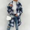 Women's Jackets Long For Women Ladies Autumn And Winter Casual Long-Sleeved Suit Lapel Plaid Printed Woolen Coat