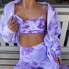 Jackets femininos TIY TYE Dye Purple Woman Jacket Autumn Casual Capuzes de tamanho grande zíper