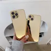 Cell Phone Cases Luxury Glossy Plating Gold Silver Mirror Plain Phone Case for iPhone 14 13 12 11 Pro XS Max XR X 7 8 Plus Hard Back Cover Coques Z0316