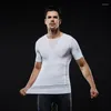 Herr t shirts ly män komprimering body shaper mage control smal t-shirt underkläder formade toppar m99