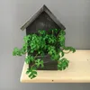 Dekorative Blumen Holzhaus Retro Kupfer Geld Gras Hause Künstliche kleine Topfpflanze Gefälschte Rettich Bonsai