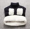 Pullover bibicola plysch inuti ren färg vinter pojke flicka barn tjock stickad sköldpadda skjortor solid hög krage fluff tröja