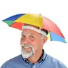 Chapeaux à large bord extérieur parapluie chapeau de soleil nouveauté pliable jour pluvieux mains libres arc-en-ciel pliant imperméable multicolore casquette marque