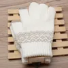 Cinco dedos luvas de inverno homens/mulheres quentes jacquard malha esticada impressão feminina Magic acessórios de lã dedo completo Mittens