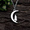 Pendanthalsband Sanlan 1st Pine Tree Under the Moon Nature Jewelry Traming Camping Present