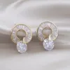 Studörhängen 14k Real Gold Plating Korea Design Fashion Jewelry Luxurious Luxury Zircon Round Elegant Women's Gala Party Earring