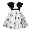 Sukienki dziewczynki Outong 2pcs dla dziewcząt mały płaszcz Bow Bow Floral Print 5 6 7 9 lat Vestido Infantil Menina Sukienka dla dziewcząt Zestaw W0314