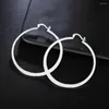 Boucles d'oreilles créoles 925 timbre couleur argent 55 MM/5.5 CM plat rond pour les femmes mariage luxe qualité mode bijoux accessoires noël