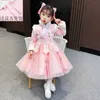 Robes de fille Nouveaux vêtements rouges du Nouvel An chinois vêtements d'hiver Hanfu pour femmes costume Tang pour enfants bébé plus robe rembourrée en velours robe de Noël W0314