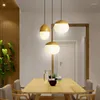 Lampade a sospensione Nordic Retro Nut Lustre Lights Creative Ball Wood Glass Hanging Light Ristorante Bar Illuminazione a LED Apparecchio Suspendu