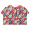 2023 Nya lyxdesigner Skjortor Mens mode Geometriska tryck Bowling Shirt Hawaii Floral Casual Shirts Men Slim Fit Short Sleeve Variety