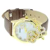 Wristwatches Women's Fashion Watch Sweet Rhinestone Trendy Accessory Uhren For Women Leather Strap Wrist Drop 0386