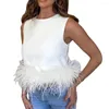 Women's Blouses Everyday Wear Skin-Touch White Black Feathers Vest Top For Daily Life