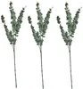 Flores decorativas 3 PCs faux eucalyptus hastes folhas artificiais pulverizam galhos falsos