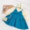 Girl -jurken Girls Fashion Clothing 2023 Lente kinderen schattige Koreaanse stijl peuter puff mouw groothandel katoenen prinsesjurk