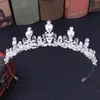 Haarklammern Barrettes Pink Silber Farbe Prinzessin Vollkristallkronen Tiaras für Frauen Luxus -Strass -Strass -Mädchen Braut Hochzeit Schmuck Schmuck