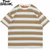 Męskie tshirty 2023 Mężczyźni Tshirt Hip Hop Streetwear Striped T Shirt Harajuku bawełny swobodny luźne tshirt letnie topy krótkie rękaw