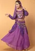 무대웨어 4pcs 세트 인도 이집트 벨리 댄스 의상 볼리우드 드레스 배꼽 댄스 레이디 춤 고품질