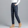 Pantalones de mujer de invierno para mujer, pantalones cálidos acolchados de algodón ajustados y gruesos para mujer, Pantalón recto de cintura alta para mujer G156