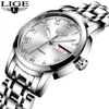 Wristwatches 2023 LIGE Rose Gold Women Watch Business Quartz Ladies Top Female Wrist Girl Clock Relogio Feminin