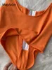 Damestanks Magdalyn vrouwen slanke onregelmatige tsummer mode streetwear oranje sling tops retro feest fundamentele massieve mouwloze tank