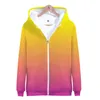 Herrtröjor Sweatshirts Zipper 2023 Cap Men/Women Custom Colorful Gradient Hoodie Mens Solid Color Hooded 3D Zip Up Coatsmen '