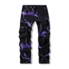 Jeans da uomo Vibe Style Lightning Print Tie Dye Uomo Pantaloni dritti Y2K Hip Hop Vintage Harajuku Pantaloni da donna in denim Ropa Hombre 230317