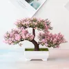 Decoratieve bloemen kunstmatige planten bonsai boom kleine dennen pot nep huizen tuin tafel decoratie plastic kantoor