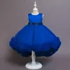 Robes de fille Robe de fille Net fil fleur noeud doux sans manches queue robe moelleuse robe de princesse robe de soirée fantaisie robe de mariée pour fille