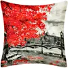 Travesseiro de linho moderno romântico Paris London Capa Eiffel Tower The Big Ben Print Pillows Case Valentine Lovers Sofa Throw