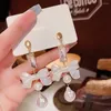 Dangle Earrings Korean Bowknot Women Bow Pearl Fringed Bohemian Fashion for Statement Elegant