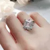 Cluster Rings Princess Cut 6ct Simulated Diamond CZ Ring 925 Sterling Silver Promise Engagement Wedding Band för Women Party Jewelry