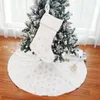 Christmas Decorations 90/120cm White Tree Skirt Soft Round Floor Mat Year Home Outdoor Event Party Decor