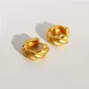 후프 귀걸이 Huggie Golden Twisted Small Croissant for Women Textured Stackable Matte Gold Color Jewelry Earringhoop Odet22