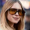 Lunettes de soleil tendances pilote femmes Vintage jaune marque concepteur lunettes de soleil femme surdimensionné lunettes lunettes nuances UV400