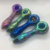 Latest Colorful Rainbow Portable Style Pipes Thick Glass Dry Herb Tobacco Spoon Bowl Filter Oil Rigs Handpipes More Patterns Hand Bong Smoking Cigarette Holder DHL