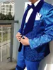 Men's Suits Costume Homme Royal Blue One Button Groomsmen Shawl Lapel Groom Tuxedos Men Wedding Prom Dinner Man Blazer 3 Pcs