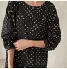 Casual Dresses Korean Chic Autumn Elegant V-hals Front and Back Two-Piece Single-Breasted Tie Midjan Långärmad polka Dot Dress