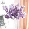 Fiori decorativi 95 cm Foglie viola artificiali Ramo Retro Foglia di eucalipto di seta verde per la decorazione domestica Piante da matrimonio Decorazione finta Wre