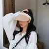 Wide Brim Hats Women Pearl Empty Top Straw Hat For Casual Summer Beach Visor Caps Large Sun Protection Outdoor Sports Cap Zomer HatsWide