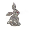 Cute Rabbit Brooches for Women Cartoon Animal Crystal Lapel Pins Pearl Corsage Cardigan Brooch Jewelry Accessory Gift