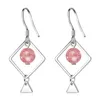 Boucles d'Oreilles Pendantes Sole Mémoire Simple Carré Fraise Cristal Tendance Triangle Couleur Argent Femme SEA434