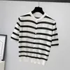 Women's Sweaters Summer Thin Knitted Cardigan Striped Short Sleeve Black Women O Neck Korean Style Casual Sweet Soft