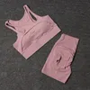 Womens Two Piece Pants Tracksuit Shorts Yoga Set With Pocket High Waist Sportswear Bra Fitness Workout Leggings Cycling Gym Sports Suit 230317